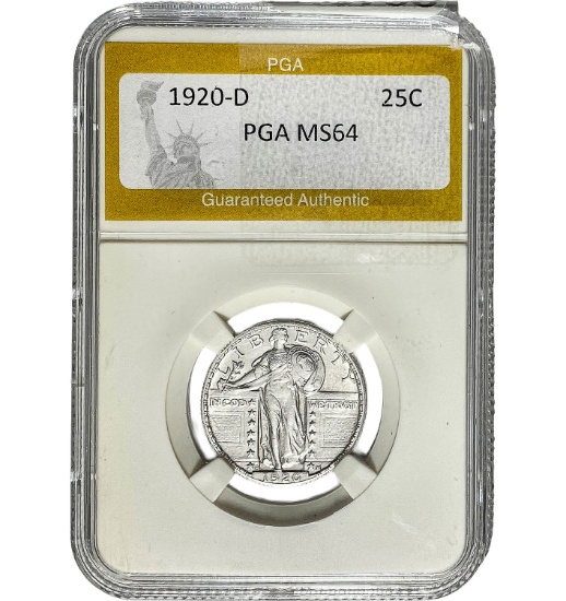 1920-D Standing Liberty Quarter PGA MS64
