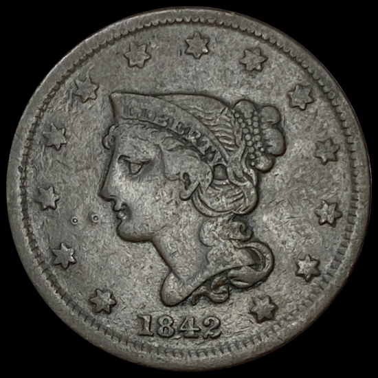 1842 Braided Hair Large Cent LIGHTLY CIRCULATED