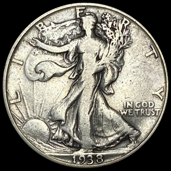 1938-D Silver Walking Liberty Half Dollar LIGHTLY CIRCULATED