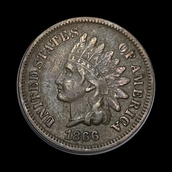 1866 Indian Head Cent ABOUT UNCIRCULATED