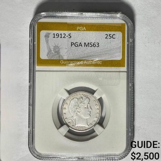 1912-S Barber Quarter PGA MS63
