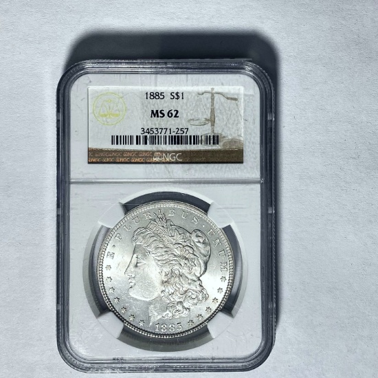 1885 Morgan Dollar NGC MS62 SILVER