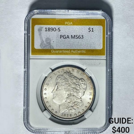 1890-S Morgan Silver Dollar PGA MS63
