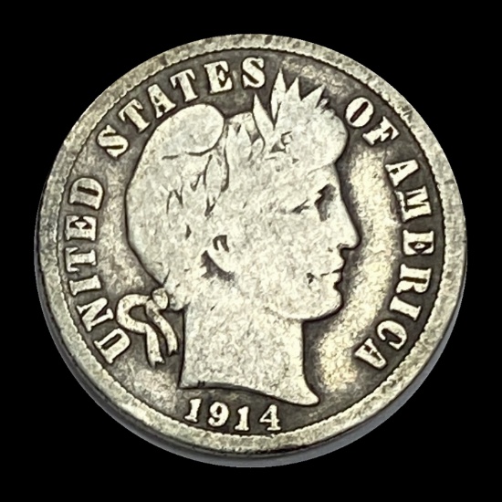1914 Barber Dime NICELY CIRCULATED