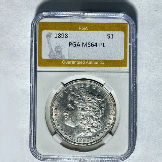 1898 $1 Morgan Silver Dollar PGA MS64 PL