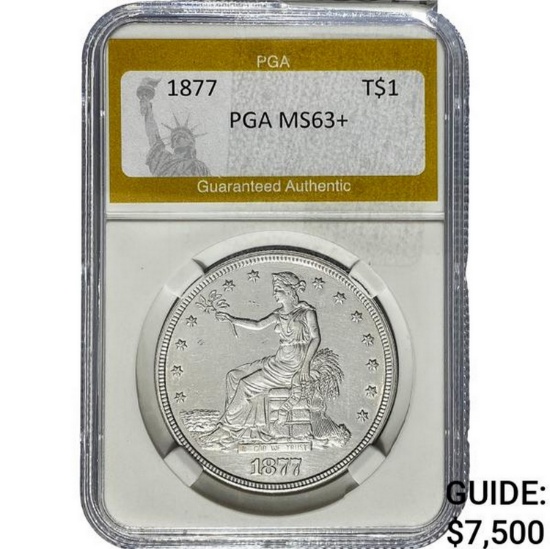 1877 Silver Trade Dollar PGA MS63+
