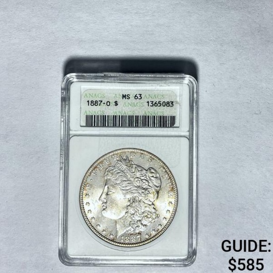 1887-O Morgan Dollar ANACS MS63 SILVER