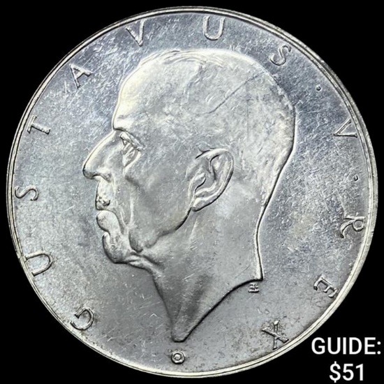 1938 Sweden Silver 2 Kroner UNCIRCULATED