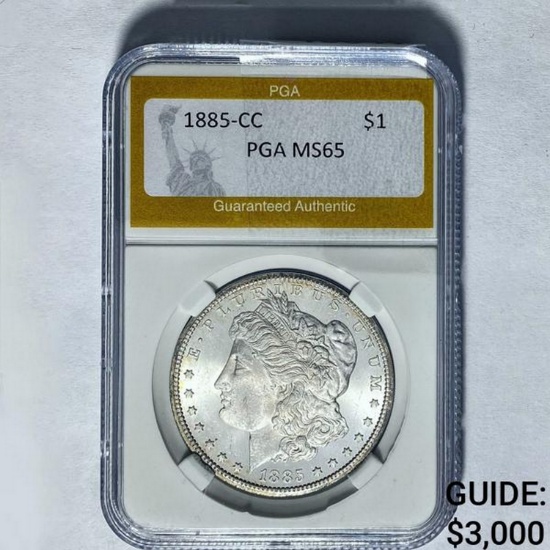 1885-CC Morgan Silver Dollar PGA MS65