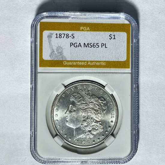 1878-S Morgan Silver Dollar PGA MS65 PL