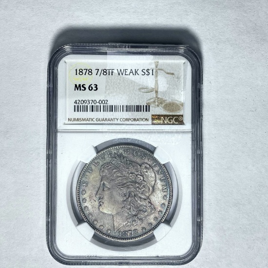 1878 7/8TF Weak S$1 NGC MS63 SILVER