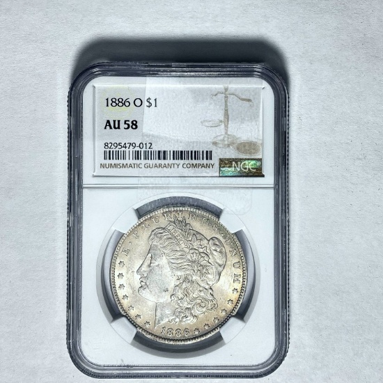 1886 O Morgan Dollar NGC AU 58 SILVER