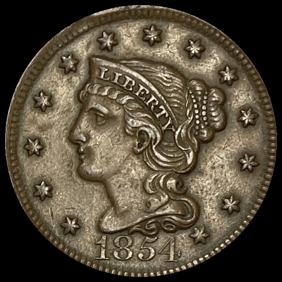 1854 Braided Hair Large Cent CLOSELY UNCIRCULATED