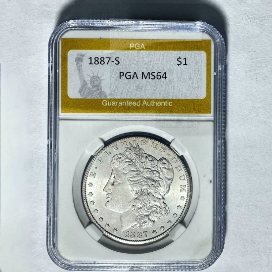 1887-S Morgan Silver Dollar PGA MS64