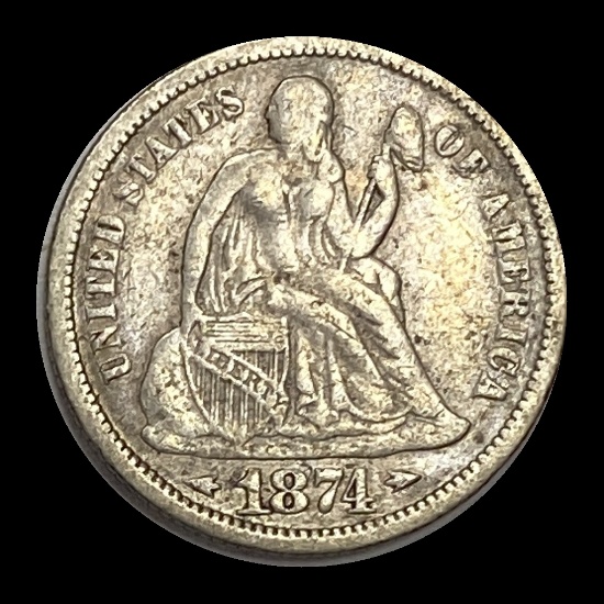 1874-S Silver Seated Liberty Dime NEARLY UNCIRCULATED