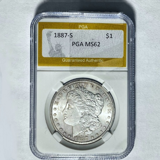1887-S Morgan Silver Dollar PGA MS62