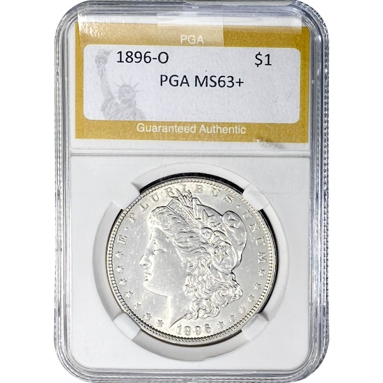 1896-O Morgan Silver Dollar PGA MS63+