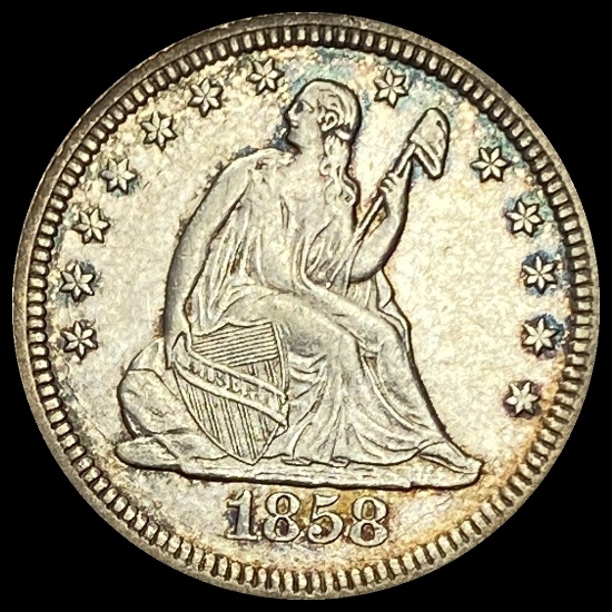 1858 Seated Liberty Quarter CHOICE AU