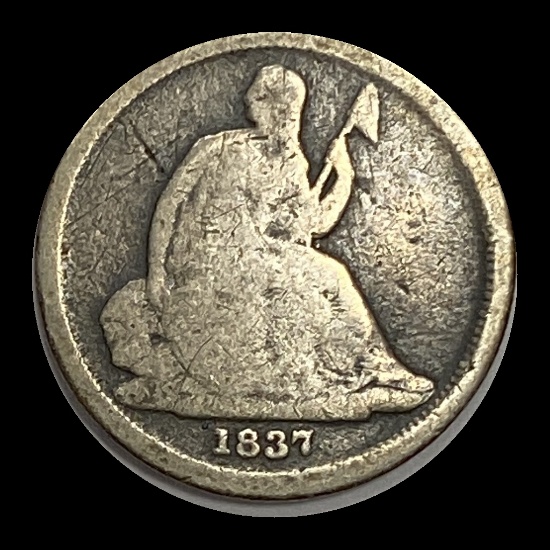 1837 Seated Liberty Dime No Stars NICELY CIRCULATED