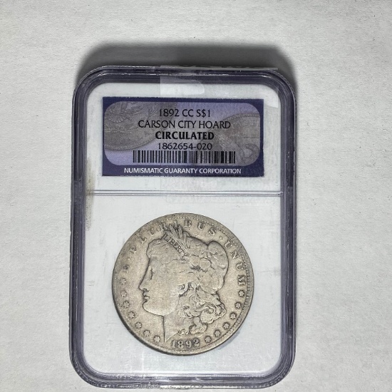 1892-CC Morgan Dollar NGC Circulated SILVER