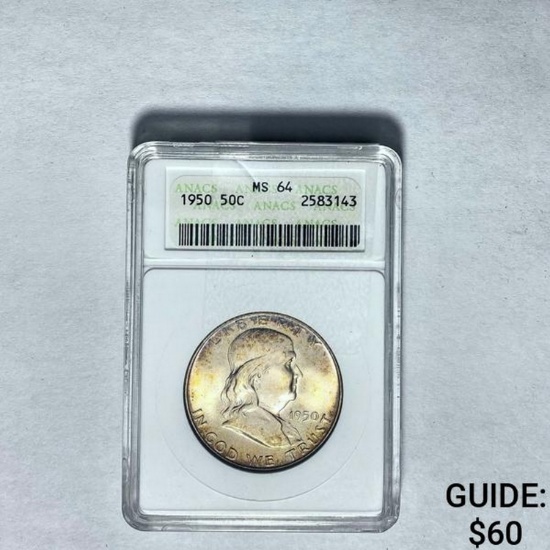 1950 50C Franklin ANACS MS 64