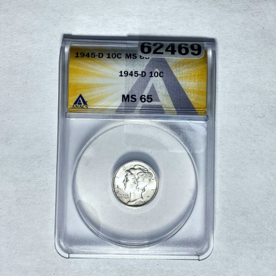 1945-D 10C Mercury ANACS MS 65
