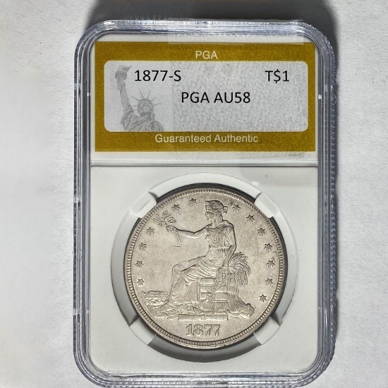 1877-S Silver Trade Dollar PGA AU58