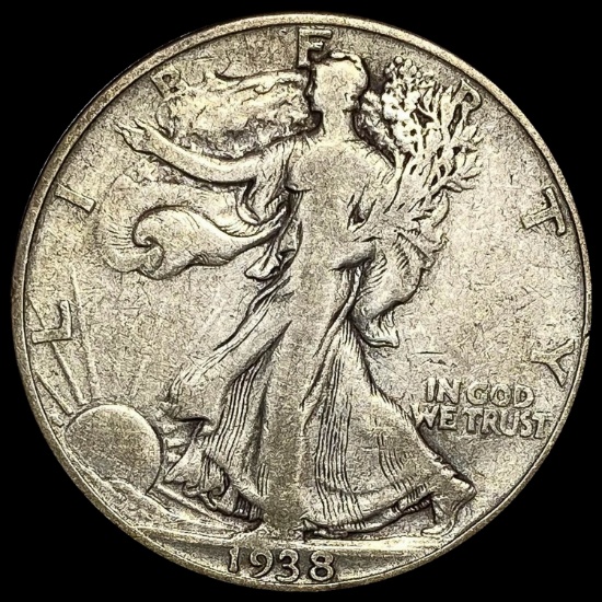 1938-D Silver Walking Liberty Half Dollar LIGHTLY CIRCULATED