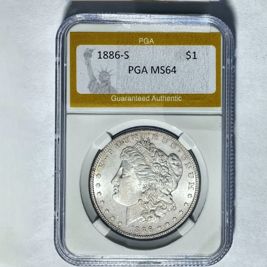 1886-S Morgan Silver Dollar PGA MS64