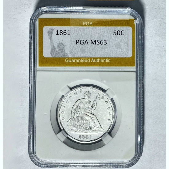 1861 Seated Liberty Half PGA MS63