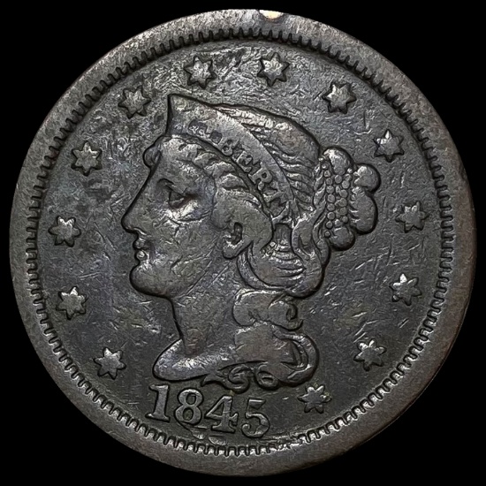 1845 Braided Hair Large Cent LIGHTLY CIRCULATED