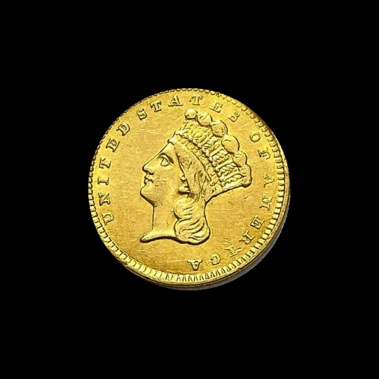 1856 Gold $1 Indian Princess Small Type 2 CHOICE AU