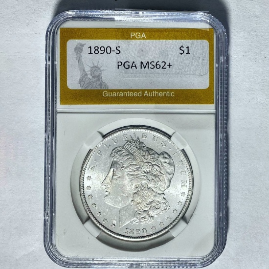 1890-S Morgan Silver Dollar PGA MS62+