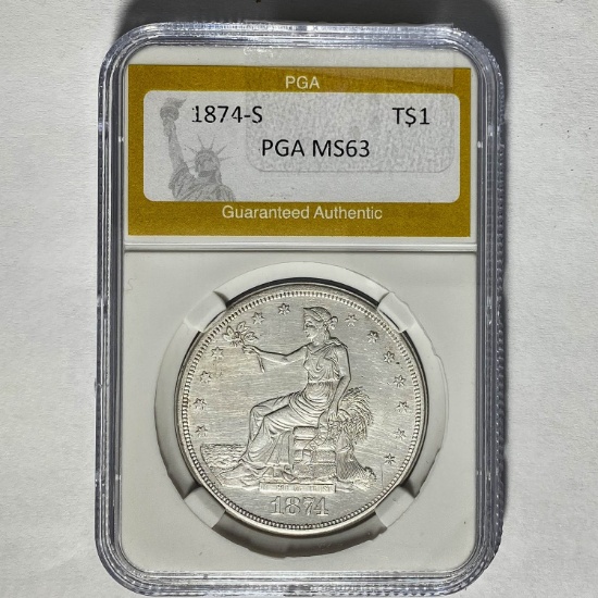 1874-S Silver Trade Dollar PGA MS63
