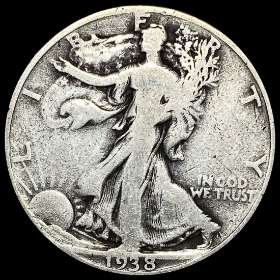 1938-D Silver Walking Liberty Half Dollar LIGHTLY CIRCULATED