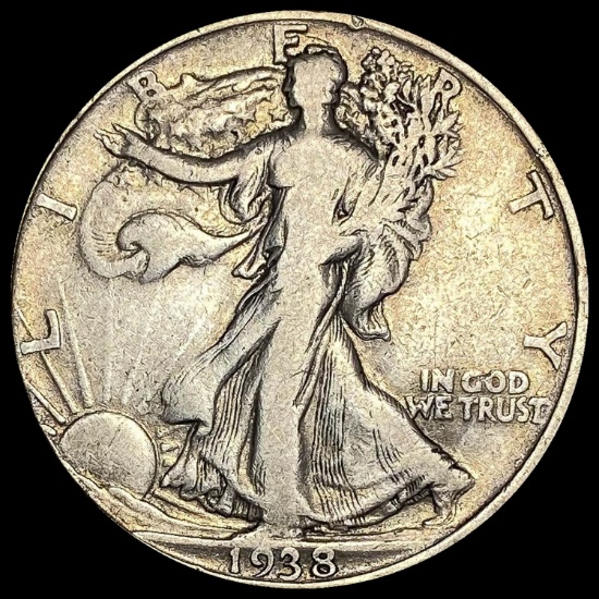 1938-D Silver Half Dollar Walking Liberty LIGHTLY CIRCULATED