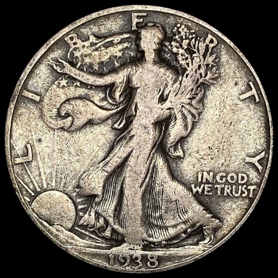 1938-D Silver Walking Liberty Half Dollar LIGHTLY CIRCULATED