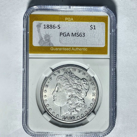 1886-S Morgan Silver Dollar PGA MS63
