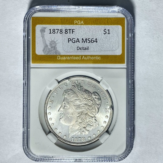 1878 8TF Morgan Silver Dollar PGA MS64