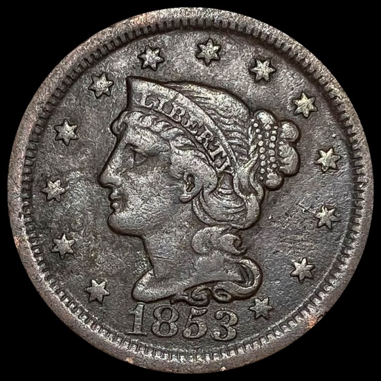 1853 Braided Hair Large Cent LIGHTLY CIRCULATED