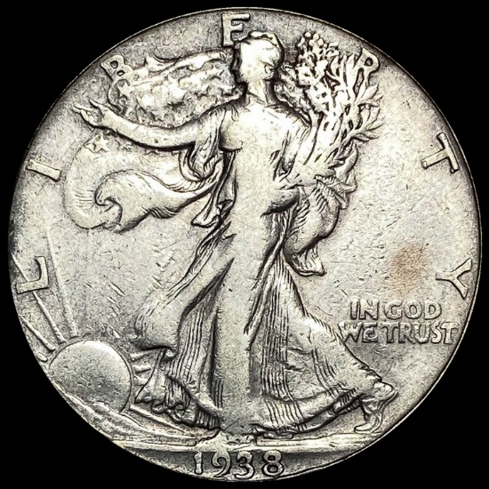 1938-D Silver Walking Liberty Half Dollar LIGHTLY CIRCULATED