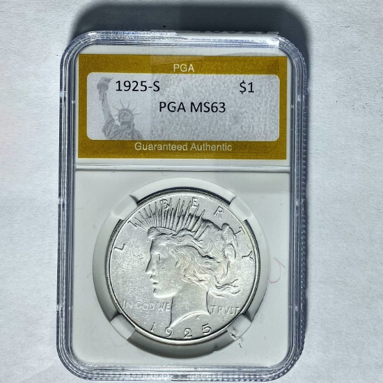 1925-S Silver Peace Dollar PGA MS63