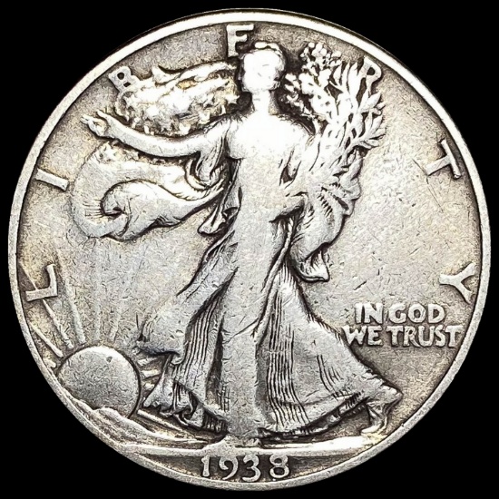 1938-D Silver Half Dollar Walking Liberty LIGHTLY CIRCULATED