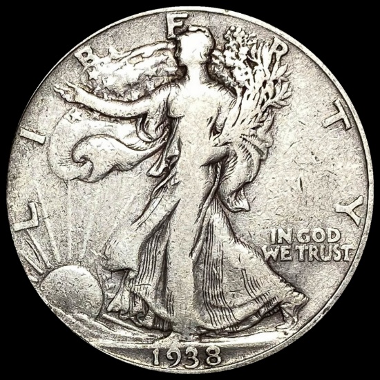 1938-D Silver Walking Liberty Half Dollar LIGHTLY CIRCULATED