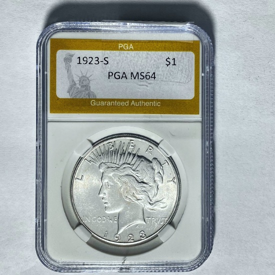 1923-S Silver Peace Dollar PGA MS64