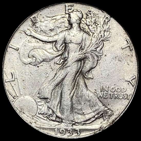 1933-S Silver Half Dollar Walking Liberty NEARLY UNCIRCULATED