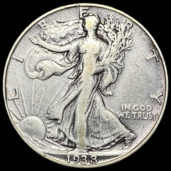 1938-D Silver Half Dollar Walking Liberty LIGHTLY CIRCULATED