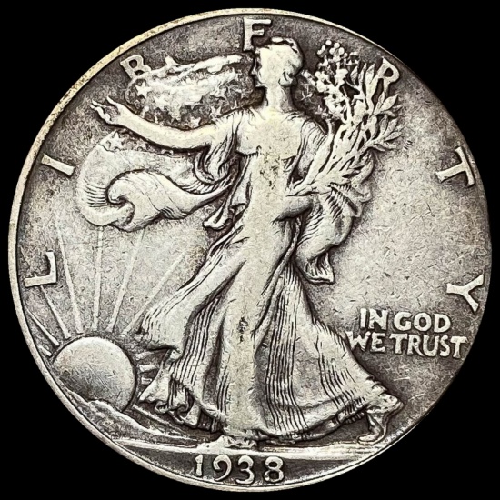 1938-D Silver Walking Liberty Half Dollar LIGHTLY CIRCULATED