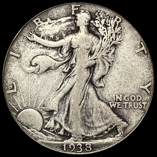 1938-D Silver Walking Liberty Half Dollar LIGHTLY CIRCULATED