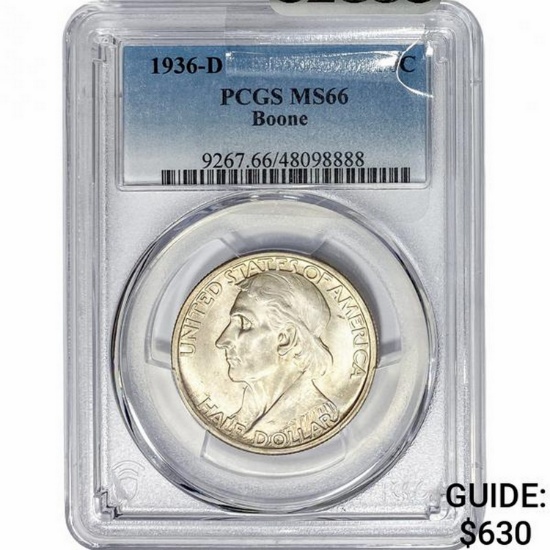 1936-D Boone Half Dollar PCGS MS66